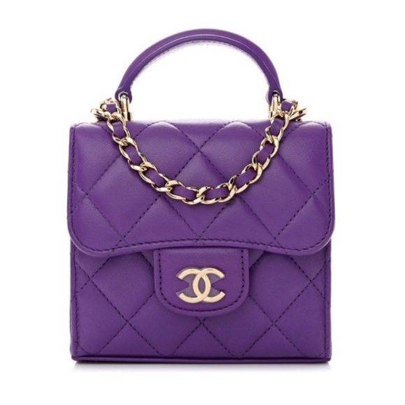 NEW💜💜Chanel Quilted Lambskin Clutch Crossbody Bag - Picture 2 of 4